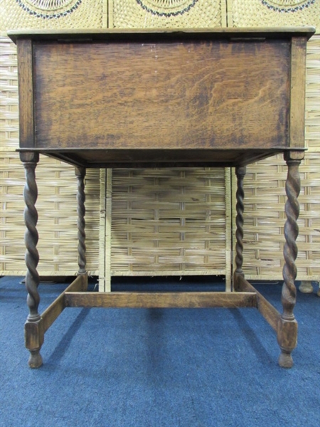 ANTIQUE CAPTAINS DESK WITH BARLEY TWIST LEGS