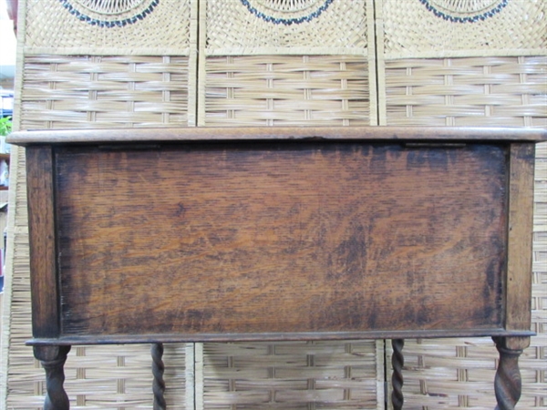 ANTIQUE CAPTAINS DESK WITH BARLEY TWIST LEGS