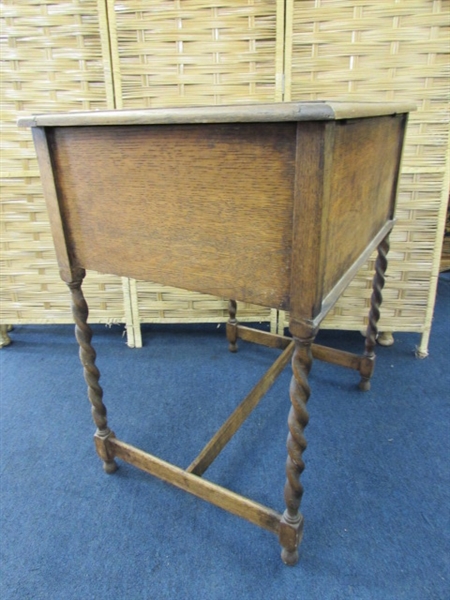 ANTIQUE CAPTAINS DESK WITH BARLEY TWIST LEGS