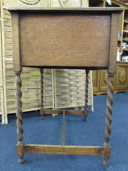 ANTIQUE CAPTAINS DESK WITH BARLEY TWIST LEGS