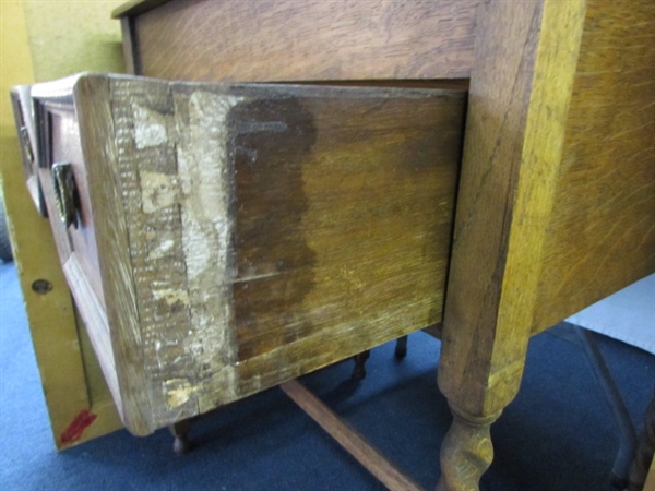 ANTIQUE CAPTAINS DESK WITH BARLEY TWIST LEGS