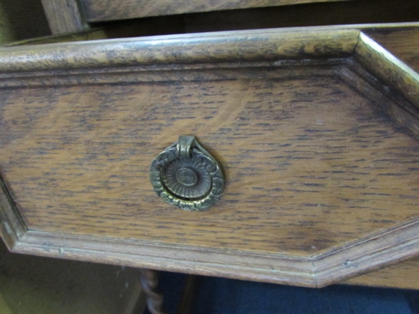 ANTIQUE CAPTAINS DESK WITH BARLEY TWIST LEGS