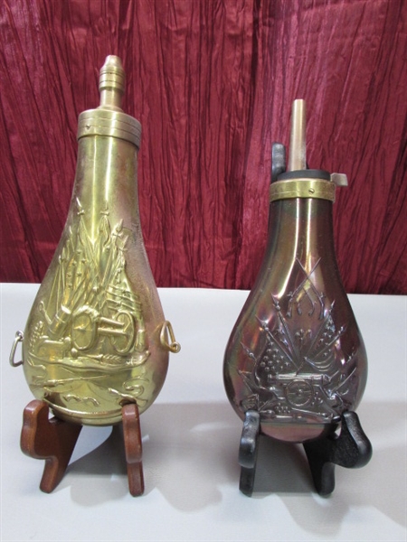 COPPER & BRASS GUN POWDER FLASKS