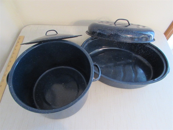 ENAMELED CAST & STEEL POTS