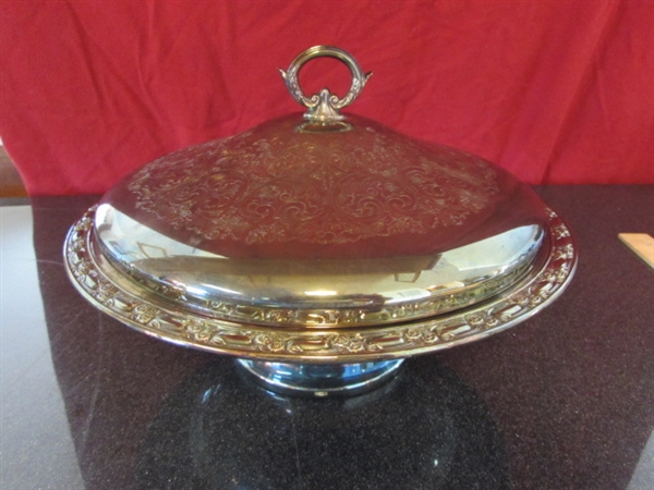 SILVERPLATE WM. ROGERS BY ONEIDA PEDESTAL COVERED SERVING DISH