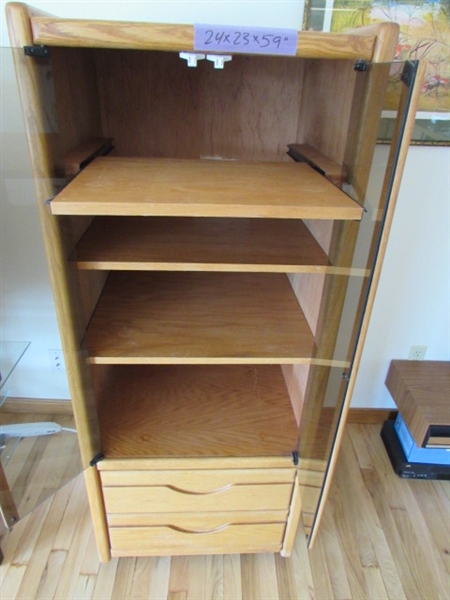 TALL MEDIA CABINET WITH GLASS DOORS