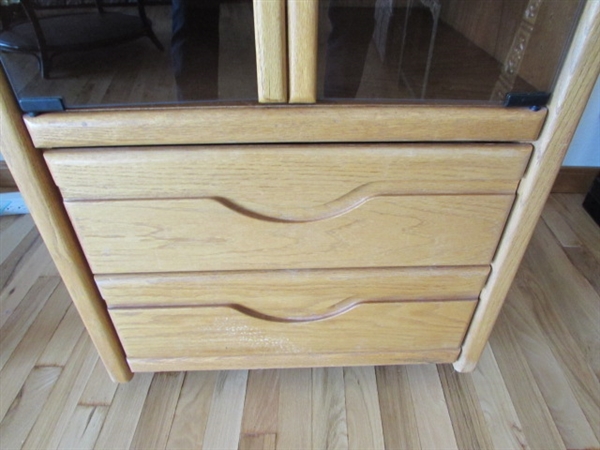 TALL MEDIA CABINET WITH GLASS DOORS