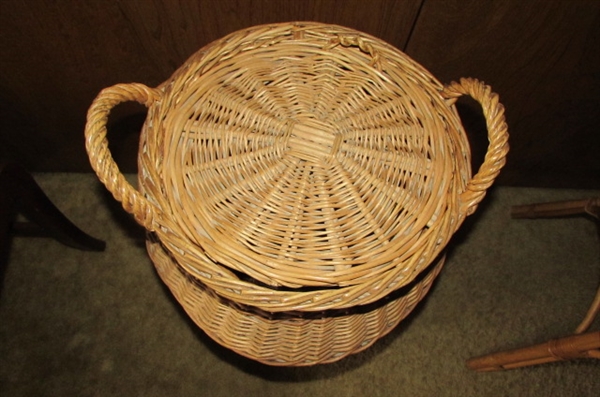 BENTWOOD AND RATTAN CHAIR & MORE