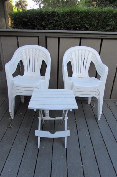 OUTDOOR CHAIRS & SMALL FOLDING TABLE