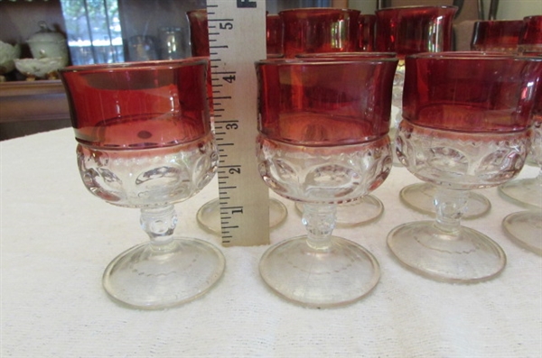 KINGS CROWN THUMBPRINT GLASSWARE - RUBY RED