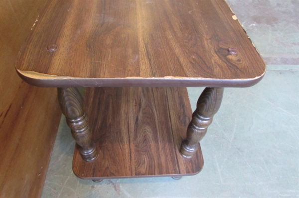 2 SOLID WOOD CHAIRS, ROUND CHECKERBOARD/CHESS TABLE & RECTANGULAR TABLE