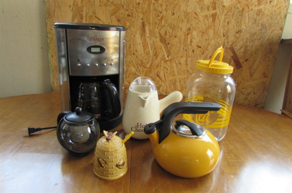 GEVALIA 12-CUP COFFEE MAKER, KITCHENAID TEA POT, SUN TEA JAR & MORE