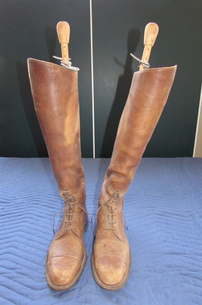 VINTAGE ENGILSH LEATHER RIDING BOOTS FOR DISPLAY