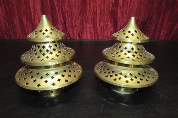 INDIA PAINTING, BRASS CANDLE HOLDERS AND MORE