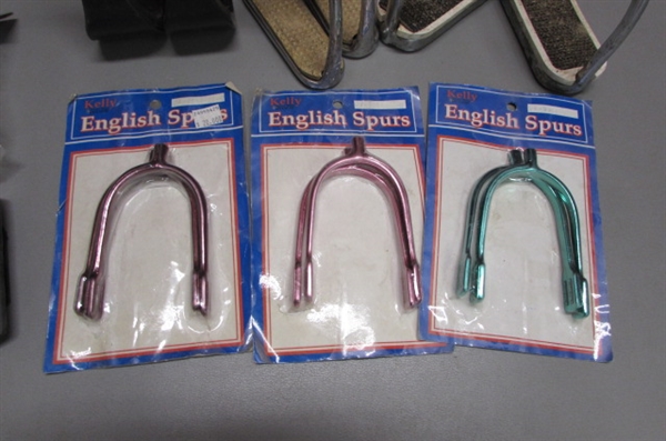 ENGLISH RIDING STIRRUPS, SPURS AND PADS *BENEFITS STABLE HANDS*