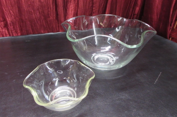 VINTAGE SILVERPLATE AND GLASS SERVING PIECES