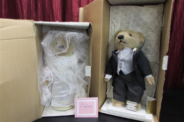 "EDWINA" & "WINSTON" BRIDE & GROOM TEDDY BEARS FROM FRANKLIN HEIRLOOM DOLLS *SNIP*
