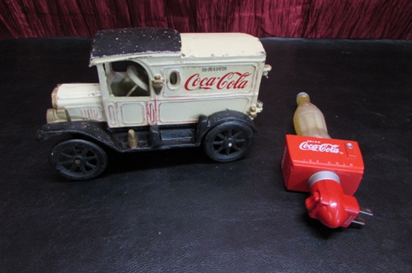 CAST IRON COCA-COLA DELIVERY TRUCK & NIGHT LIGHT