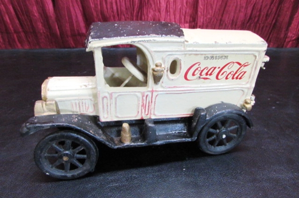 CAST IRON COCA-COLA DELIVERY TRUCK & NIGHT LIGHT