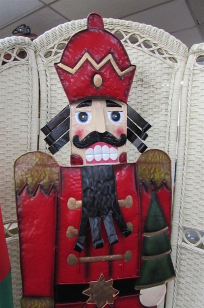 LARGE TIN NUTCRACKER, BLOW UP NUTCRACKER AND MORE