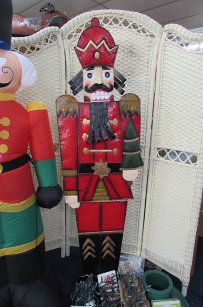 LARGE TIN NUTCRACKER, BLOW UP NUTCRACKER AND MORE