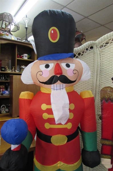 LARGE TIN NUTCRACKER, BLOW UP NUTCRACKER AND MORE