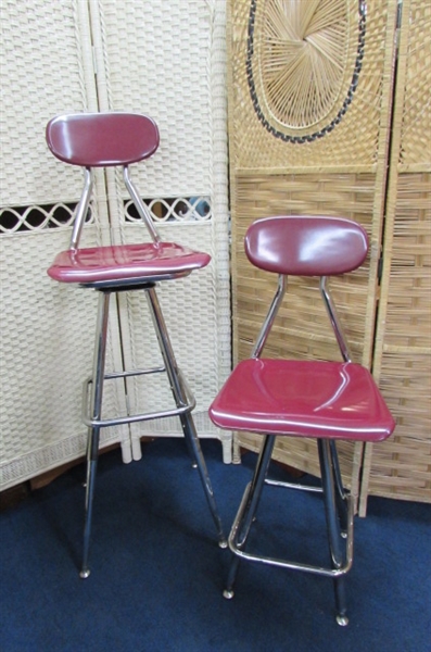 TWO FIBERGLASS STOOLS