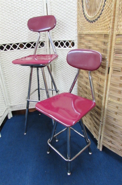 TWO FIBERGLASS STOOLS