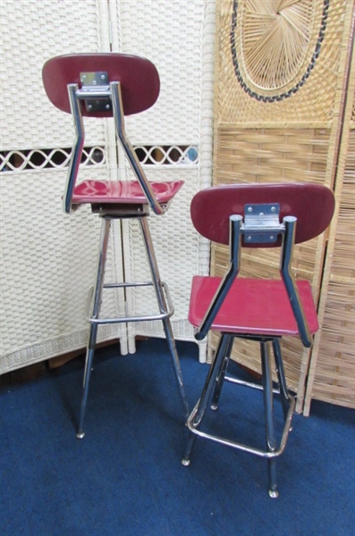 TWO FIBERGLASS STOOLS