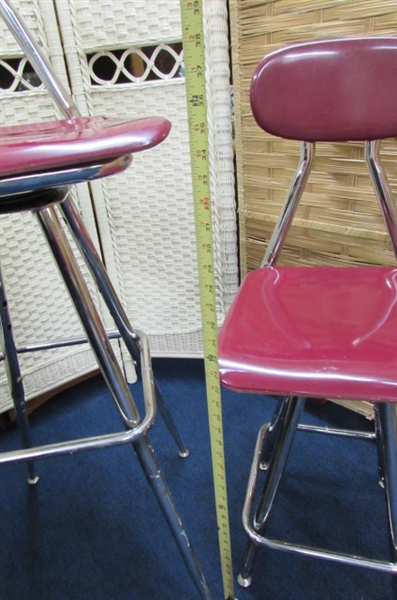 TWO FIBERGLASS STOOLS