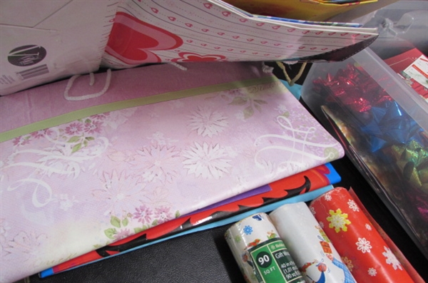 GIFT WRAP BAGS, RIBBON, TAPE AND MORE