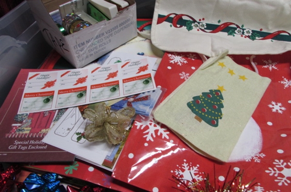 GIFT WRAP BAGS, RIBBON, TAPE AND MORE