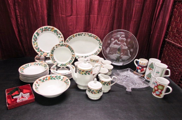 ROYAL MAJESTIC CHRISTMAS MORNING CHINA & OTHER MISC CHRISTMAS DISHES