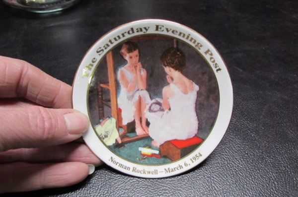 NORMAN ROCKWELL PLATES AND OIL LAMPS