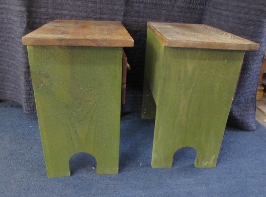 TWO RUSTIC WOOD SIDE TABLES