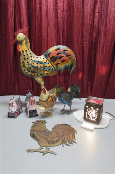 TIN ROOSTER CANDLE HOLDERS