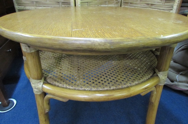 SMALL ROUND BAMBOO SIDE TABLE