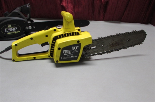 MCCULLOCH 14 ELECTRIC CHAINSAW & WEN 10 ELECTRIC CHAINSAW FOR PARTS OR REPAIR