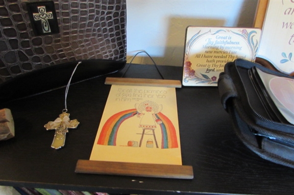 SMALL BOOKSHELF AND SPIRITUAL BOOKS