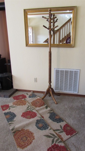 MIRROR, COAT HANGER AND RUGS