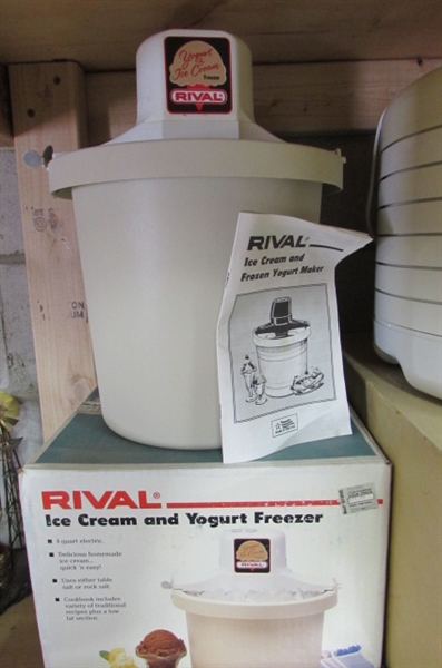 RIVAL ICE CREAM/YOGURT MAKER, HARVEST MAID FOOD PRESERVER & 2 SEAL-A-MEALS