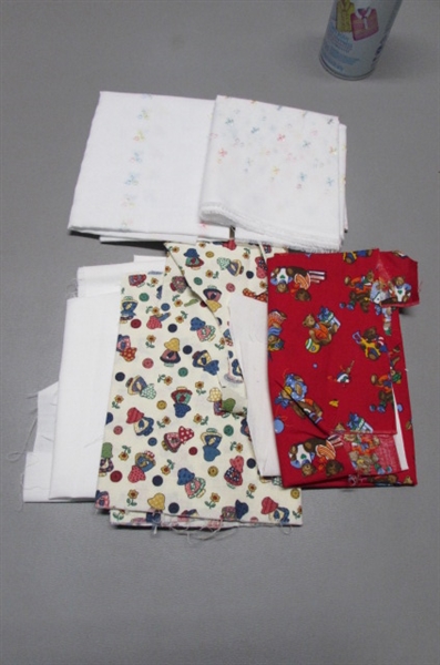 QUILTING FABRIC, APRON PATTERN & UNFINISHED QUILT TOP