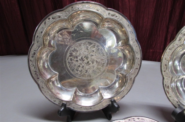 SET OF 5 SILVERPLATE 9 PLATES FROM THE YUAN DYNASTY