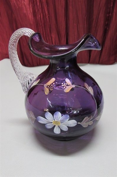 LIMITED EDITION HAND PAINTED FENTON ART GLASS PITCHER