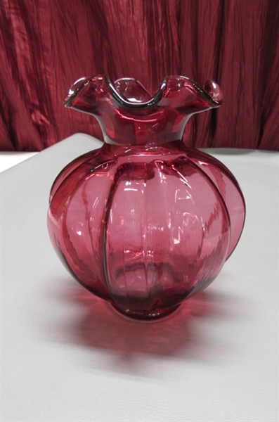 FENTON CRANBERRY ART GLASS VASE