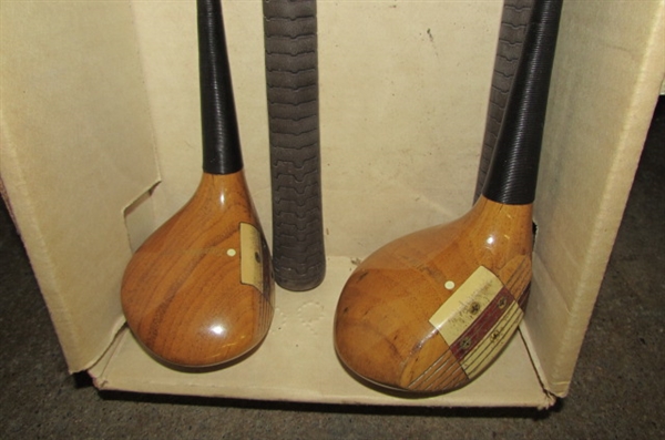 VINTAGE SPALDING WOODEN GOLF CLUBS AND WILSON GOLF CLUBS