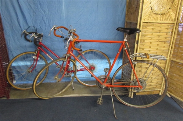 VINTAGE 10-SPEED SCHWINN VARSITY AND FMSACYCLE BICYCLES