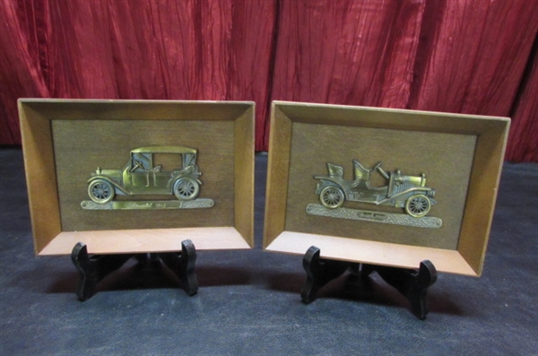 3 WOODEN CAR PLAQUES