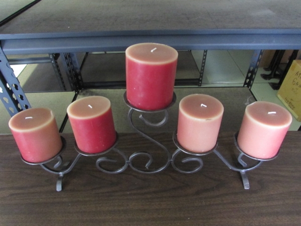 LARGE CANDLE AND CANDLE HOLDER LOT