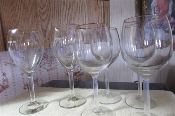 VINTAGE BLUE THUMBPRINT WINE GLASSES/GOBLETS, SILVERPLATE CRUET SET/CANDY JAR/ICE BUCKET
